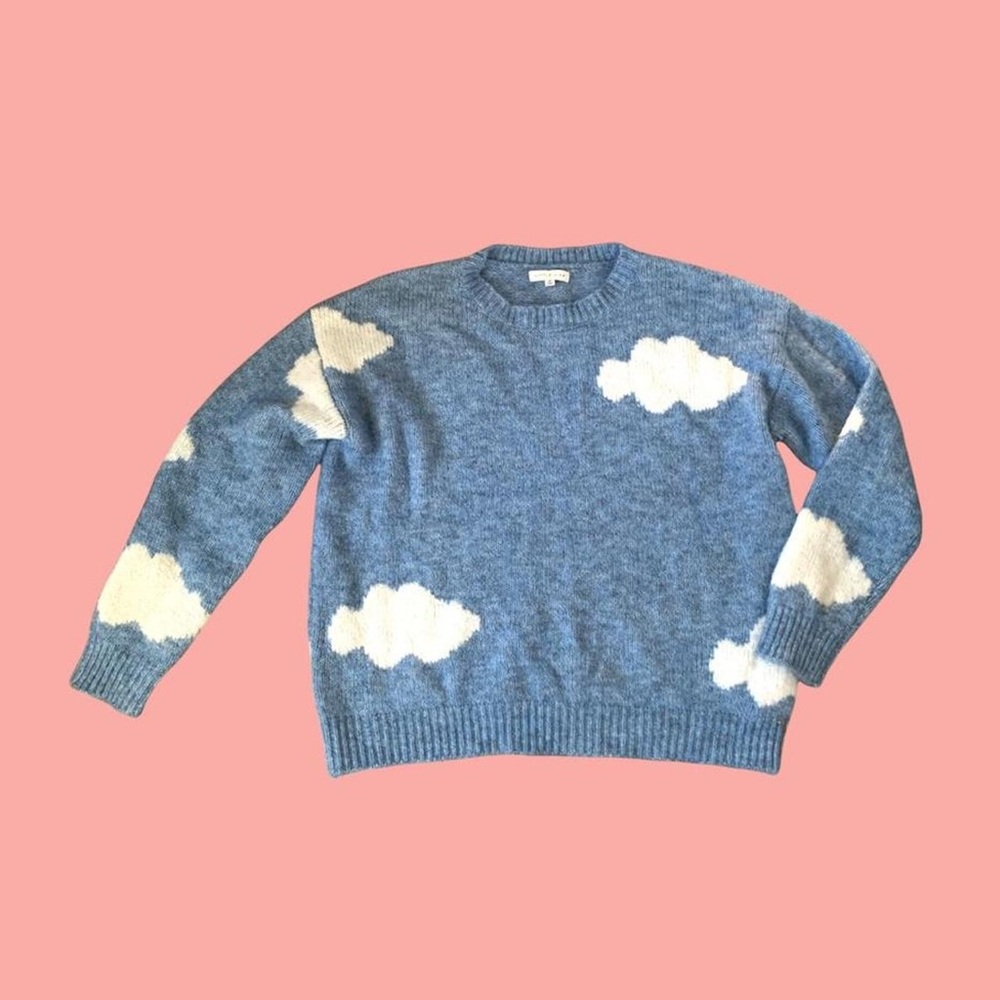 Anthropologie Sky Blue Cloud Crewneck Sweater - Picture 4 of 4